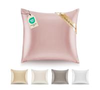 Dreamzie Funda de Almohada Seda - 60x60 cm - 100% Seda Natural - 19 Momme - Funda Almohada con Beneficios para el Pelo y la Piel - Antiarrugas & Antiacaros - Rosa Claro