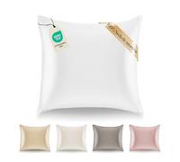 Dreamzie Funda de Almohada Seda - 65x65 cm - 100% Seda Natural - 19 Momme - Funda Almohada con Beneficios para el Pelo y la Piel - Antiarrugas & Antiacaros - Blanco