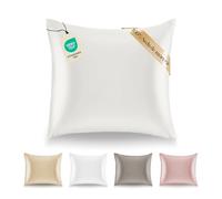 Dreamzie Funda de Almohada Seda - 65x65 cm - 100% Seda Natural - 19 Momme - Funda Almohada con Beneficios para el Pelo y la Piel - Antiarrugas & Antiacaros - Marfil