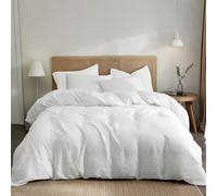 Dreamzie Funda Nordica Cama 105 de Algodon Percal - Blanco - Ropa de Cama 155x220, 1 Funda Nórdica + 2 Fundas de Almohada 80x80 - 3 Piezas
