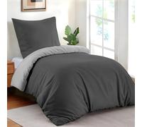 Dreamzie Funda Nordica Cama 135x200 cm con 1 Funda Almohada 80x80 cm - Gris Oscuro/Gris Claro - Funda nordicas 135x200 de 100% Microfibra. Funda Nórdica Certificada sin Productos Químicos