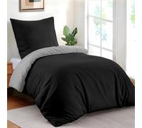 Dreamzie Funda Nordica Cama 135x200 cm con 1 Funda Almohada 80x80 cm - Negro/Gris Oscuro - Funda nordicas 135x200 de 100% Microfibra. Funda Nórdica Certificada sin Productos Químicos
