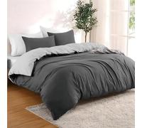 Dreamzie Funda Nordica Cama 155x220 cm con 2 Funda Almohada 80x80 cm - Gris Oscuro/Gris Claro - Funda nordicas 155x220 de 100% Microfibra. Funda Nórdica Certificada sin Productos Químicos