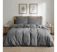 Dreamzie Funda Nordica Cama 200 de Algodon Percal - Antracita - Ropa de Cama 220x240, 1 Funda Nórdica + 2 Fundas de Almohada 80x80 - 3 Piezas