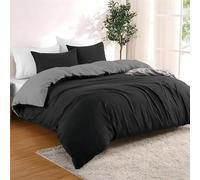 Dreamzie Funda Nordica Cama 200x200 cm con 2 Funda Almohada 80x80 cm - Negro/Gris Oscuro - Funda nordicas 200x200 de 100% Microfibra. Funda Nórdica Certificada sin Productos Químicos