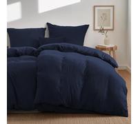 Dreamzie Fundas Nordicas Cama 90 de Algodon Percal - Azul Oscuro - Ropa de Cama 135x200, 2 Funda Nórdicas + 2 Fundas de Almohada 80x80 - 4 Piezas