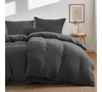 Dreamzie Fundas Nordicas Cama 90 de Algodon Percal - Gris Oscuro - Ropa de Cama 135x200, 2 Funda Nórdicas + 2 Fundas de Almohada 80x80 - 4 Piezas