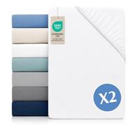 Dreamzie Juego de 2 Sabanas 140x190/200 Ajustables - Microfibra Ultra Suave Oeko Tex Certificado - Sábanas Bajeras 140x190/200 - Albastro Blanco