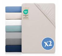 Dreamzie Juego de 2 Sabanas 150 x 200 Ajustables - Microfibra Ultra Suave Oeko Tex Certificado - Sabanas 150x200 Cama - Beige Satinado