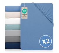 Dreamzie Juego de 2 Sabanas 150 x 200 Ajustables - Microfibra Ultra Suave Oeko Tex Certificado - Sabanas 150x200 Cama - Azul Cerúleo