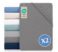 Dreamzie Juego de 2 Sabanas 200x200 Ajustables - Microfibra Ultra Suave Oeko Tex Certificado - Sábana Bajera 200x200 - Gris Carbón