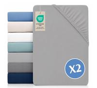 Dreamzie Juego de 2 Sabanas 80x200 Ajustables - Microfibra Ultra Suave Oeko Tex Certificado - Sabanas Cama 80x200 Infantil - Gris Peltre