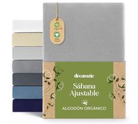 Dreamzie Premium Sabanas 80x160 cm, Sabana Bajera 80x160 cm Ajustable Algodon Orgánico, 150 g/m² - Gris - Certificada sin Productos Químicos (Oeko Tex)