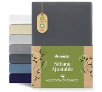 Dreamzie Premium Sabanas 80x160 cm, Sabana Bajera 80x160 cm Ajustable Algodon Orgánico, 150 g/m² - Gris Oscuro - Certificada sin Productos Químicos (Oeko Tex)