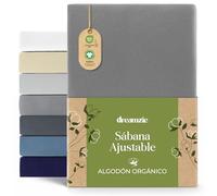 Dreamzie Premium Sabanas 90x200 cm hasta 100x200 cm, Sabana Bajera 90x200 cm hasta 100x200 cm Ajustable Algodon Orgánico, 150 g/m² - Antracita - Certificada sin Productos Químicos (Oeko Tex)