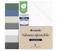 Dreamzie Sabana Bajera 90x190 / 90x200 Ajustable Algodon Jersey, Altura colchon 25 cm hasta 22 cm, Oeko-Tex Certificado, hipoalergenica, Blanco