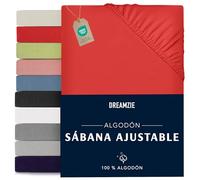 Dreamzie Sabanas 100x200 Ajustable - Algodon Oeko Tex Certificado - Rojo - Bajeras Ajustables 100x200-100% Jersey