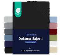 Dreamzie Sabanas 140x200 cm, Sabana Bajera Premium para Colchones de hasta 22 cm de Altura, 100% Algodon 150 g/m² - Negro - Certificada sin Productos Químicos (Oeko Tex)