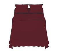 Dreamzie Sabanas 150x200 cm - Juego de Sabanas 4 Piezas - Poliéster Microfibra Cepillada - Sabana Bajera, Sabana Encimera Cama y 2 Fundas de Almohada (Sabanas 150, Burdeos)