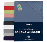 Dreamzie Sabanas 160x200 Ajustable - Algodon Oeko Tex Certificado - Azul - Sábanas Bajeras 160 x 200-100% Jersey
