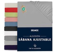 Dreamzie Sabanas 160x200 Ajustable - Algodon Oeko Tex Certificado - Gris - Sábanas Bajeras 160 x 200-100% Jersey