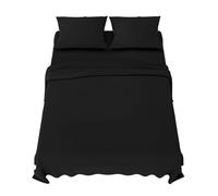 Dreamzie Sabanas 180x200 cm - Juego de Sabanas 4 Piezas - Poliéster Microfibra Cepillada - Sabana Bajera, Sabana Encimera Cama y 2 Fundas de Almohada (Sabanas Cama 180, Negro)