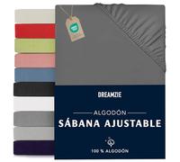 Dreamzie Sabanas 200x200 Ajustable - Algodon Oeko Tex Certificado - Gris Antracita - Sábanas Bajeras 200 x 200-100% Jersey