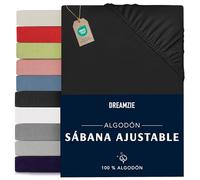 Dreamzie Sabanas 80x160 Ajustable - Algodon Oeko Tex Certificado - Negro - Sábanas Bajeras 80 x 160-100% Jersey
