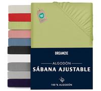 Dreamzie Sabanas 80x190/200 Ajustable - Algodon Oeko Tex Certificado - Verde - Sábanas Bajeras 80 x 190/200-100% Jersey