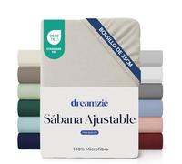 Dreamzie Sabanas 80x190/200 cm - Esquinas de 35 cm para Colchones Gruesos - 100% Microfibra, Beige, Certificada sin Productos Químicos (Oeko Tex), Sabanas Bajeras Completamente Elásticas