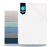 Dreamzie Sabanas 80x200 Ajustable - Microfibra Ultra Suave Oeko Tex Certificado - Sabana Bajera 80x200 - Albastro Blanco
