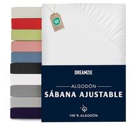 Dreamzie Sabanas 90x190/200 Ajustable - Algodon Oeko Tex Certificado - Blanco - Sábanas Bajeras 90 x 190/200-100% Jersey