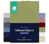 Dreamzie Sabanas 90x200 cm, Sabana Bajera Premium para Colchones de hasta 22 cm de Altura, 100% Algodon 150 g/m² - Anis - Certificada sin Productos Químicos (Oeko Tex)