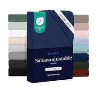 Dreamzie Sabanas Bajeras 90x200 - Bonete 35 cm - Microfibra Suave - para Colchones Gruesos - Certificado Oeko-Tex - Azul Marino