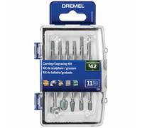 Dremel 729-01 - Juego de 11 brocas de tallado y grabado para herramienta giratoria, incluye brocas de grabado y piedras de molienda, ideal para madera, metal y vidrio