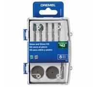 Dremel 735-01 Kit de accesorios para herramientas rotativas de grabado de vidrio, juego de 8 piezas, incluye piedras de molienda, disco de pulido y broca de diamante