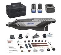 Dremel 8250 - Herramienta rotativa inalámbrica de 12 V 5.000-30.000 RPM, kit multiherramienta sin escobillas con caja Dremel 65 accesorios, 5 accesorios, 2 baterías + cargador para moler, taladrar