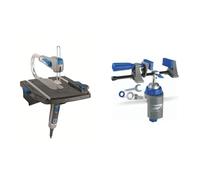 Dremel Moto-Saw MS20-1/5 - Sierra de calar estacionaria (70 W, 1 complemento, 5 accesorios) + Dremel 26152500JA Multi-Vise 2500. Herramienta 3 en 1, Azul, Metálico