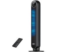 Dreo 20dB Ventilador de Pie Silencioso, Ventiladores de Torre con Velocidad de 7,6 m/s, 4 Velocidades, Rotación de 90°, Temporizador de 8 Horas, Pantalla LED y Mando a Distancia Incluido. Negro