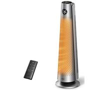 Dreo Calefactor de bajo consumo 2000W con mando a distancia, 25 dB silencioso, oscilación 120°, termostato, 5 modos 3 velocidades, protección 7 niveles, temporizador 12h, calefactor cerámico PTC