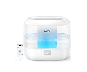 DREO Humidificador inteligente 4L, niebla fría silenciosa 28 dB, sensor de humedad, pantalla LED, difusor de aceites, 36 h autonomía, llenado superior, control app y voz