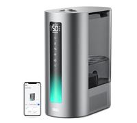 DREO Humidificador Smart 6L,Niebla Fría y Caliente para Dormitorio,Plata | Llenado Superior, 60h, Sensor de Humedad Preciso, Luz Indicadora, Habitaciones Grandes, Bebés y Plantas, Alexa, HM713S