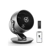 Dreo Ventilador de mesa inteligente, 28 dB, diámetro de 18 cm, 4 velocidades, 5 modos, temporizador 12h, oscilación 120° + 90°, control remoto y por voz, función de enfriamiento, Lynx S, plateado