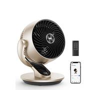 Dreo Ventilador de mesa inteligente, 28 dB, diámetro de 18 cm, 4 velocidades, 5 modos, temporizador 12h, oscilación 120° + 90°, control remoto y por voz, función de enfriamiento, Lynx S, dorado