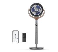 Dreo Ventilador de Pie, 80 Pies de Grado, Ventilador de Pedestal para Toda la Habitación, Ventiladores Oscilantes de 120°+120° con Control Remoto/Voz/Wifi/Alexa, 8 Ajustes de Velocidad, Plateado