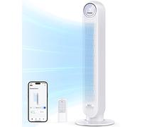 Dreo ventilador de pie silencioso, ventilador de torre con velocidad de 7,6 m/s, 4 velocidades, rotación de 90°, temporizador de 8 horas, pantalla LED y mando a distancia incluido. blanco. Alexa