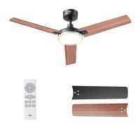 DREO ventilador de techo con luz y control remoto 132 cm, ventilador negro, 5 temperaturas de color CCT, LED regulable en 6 niveles, 6 velocidades, motor CC reversible silencioso, temporizador 1/4/8 h