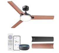 Dreo ventilador de techo inteligente 132 cm con luz, 12 velocidades（APP） y 3 modos, temperatura ajustable, LED regulable, temporizador 1-12 h, motor CC silencioso, app, Alexa e interruptor, negro