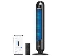 Dreo ventilador de torre inteligente para dormitorio, ventilador de pie silencioso 28 dB, alcance hasta 8,8 m, 4 velocidades y 3 modos, temporizador 8 h, control por app, oscilación 90°, negro WiFi