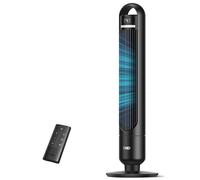 Dreo Ventilador de Torre Silencioso 23 dB, alcance de 9,8 m, 4 velocidades y 3 modos, temporizador 8 h, oscilación 90°, ideal para dormitorio y oficina, negro estándar